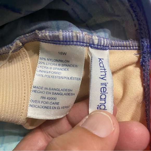 Kathy Ireland Pink Blue Gold Glitter Striped One Piece Swim - Picture 5 of 5